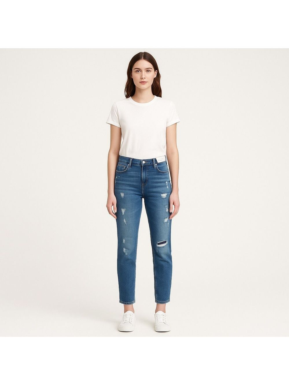 Gap Best Girlfriend jeans NWT blue ripped distressed stretchy denim mid rise 24